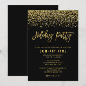 Invitation Fêtes de Parties scintillant Black Gold (Devant / Derrière)