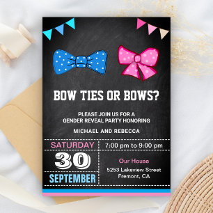 Invitation Fêtes de révélation de genre avec nœuds papillon o