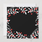Invitation Fêtes de vacances noires avec baies rouges et feui (Dos)