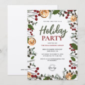 Invitation Fêtes d'entreprise feuillage de Noël (Devant / Derrière)