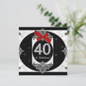 Invitation Fêtes des femmes rouges et noires 40e anniversaire (Debout devant)