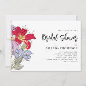 Invitation Fêtes des mariées d'aquarelle Fleurs sauvages mode (Devant)