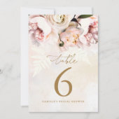 Invitation Fêtes des mariées florales roses Numéros de tablea (Devant)