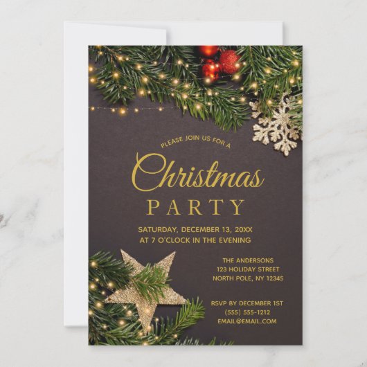 Invitation Fêtes d'hiver rustiques Fêtes de Noël (Devant)