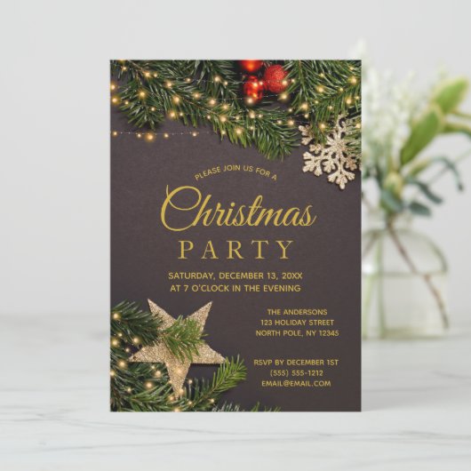 Invitation Fêtes d'hiver rustiques Fêtes de Noël (Debout devant)