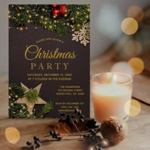 Invitation Fêtes d'hiver rustiques Fêtes de Noël