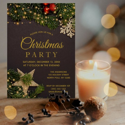 Invitation Fêtes d'hiver rustiques Fêtes de Noël