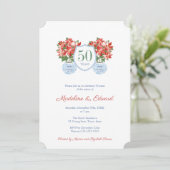 Invitation Fêtes élégantes de Noël au poinsettia pour mariage (Debout devant)