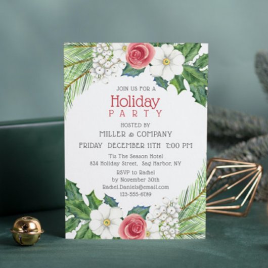 Invitation Fêtes Joli Floral Corporate Noël Party