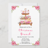 Invitation Fêtes Noël Tea Party rose (Devant)