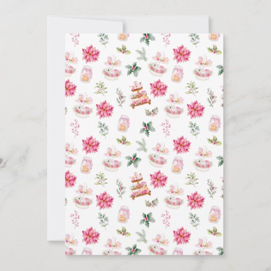 Invitation Fêtes Noël Tea Party rose (Dos)