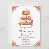 Invitation Fêtes Noël Tea Party Rouge (Devant)