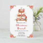 Invitation Fêtes Noël Tea Party Rouge (Debout devant)