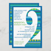 Invitation Fêtes Numéro 2 Deuxième fête d'anniversaire (Devant / Derrière)