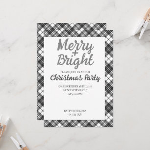 Invitation Fêtes tartan Noël Party Joyeux Bright