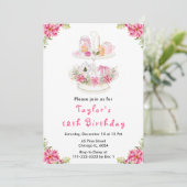 Invitation Fêtes Thé de Noël Anniversaire Fête Rose (Debout devant)