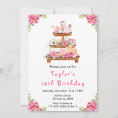 Invitation Fêtes Thé de Noël Anniversaire Fête Rose (Devant)