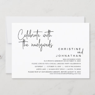 Invitation Fêtez avec les jeunes mariés, Mariage Elopement