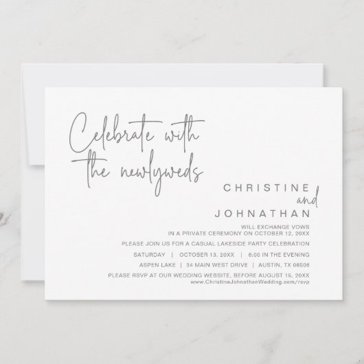 Invitation Fêtez avec les jeunes mariés, Mariage Elopement In (Devant)