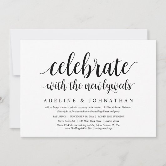 Invitation Fêtez avec les nouveaux mariés, Mariage Elopement (Devant)