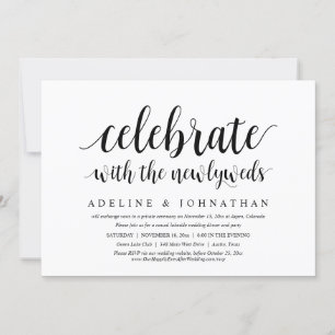 Invitation Fêtez avec les nouveaux mariés, Mariage Elopement