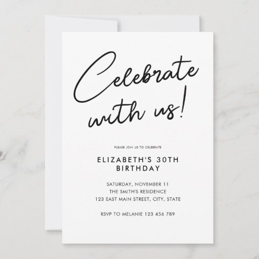 Invitation Fêtez avec nous 30e anniversaire de fête Invitatio (Devant)