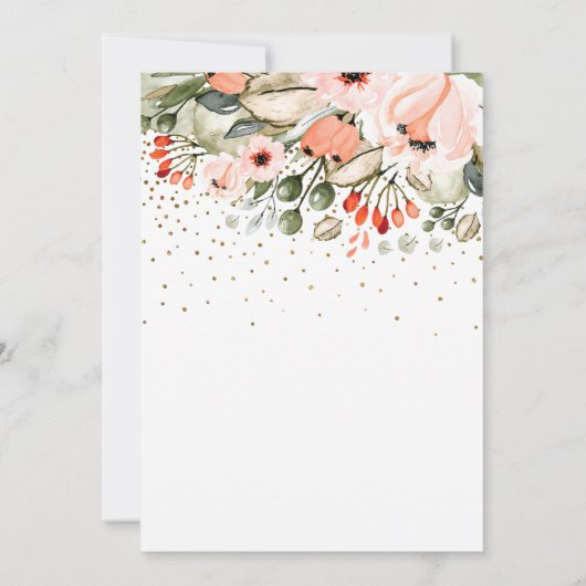 Invitation Fêtez avec nous Blush Floral Faux Gold Confetti (Dos)
