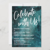 Invitation Fêtez Avec Nous ! Écriture manuscrite Gras Turquoi (Devant)