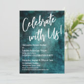 Invitation Fêtez Avec Nous ! Écriture manuscrite Gras Turquoi (Debout devant)