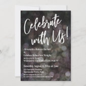 Invitation Fêtez Avec Nous ! Écriture manuscrite Grunge Bokeh (Devant)