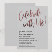 Invitation Fêtez Avec Nous ! Écriture manuscrite or rose Lt G (Devant / Derrière)