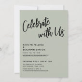 Invitation Fêtez Avec Nous ! Écriture manuscrite Sage Green I (Devant)