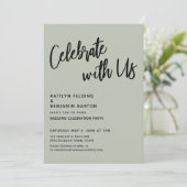 Invitation Fêtez Avec Nous ! Écriture manuscrite Sage Green I (Debout devant)
