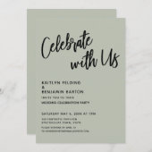 Invitation Fêtez Avec Nous ! Écriture manuscrite Sage Green I (Devant / Derrière)