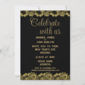 Invitation Fêtez avec nous Gold Floral Mariage du Nouvel An (Devant)