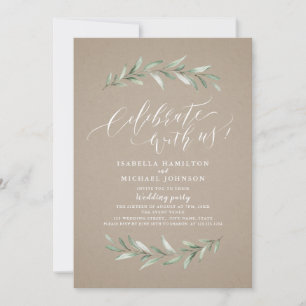Invitation Fêtez Avec Nous ! Kraft Rustic Green Mariage