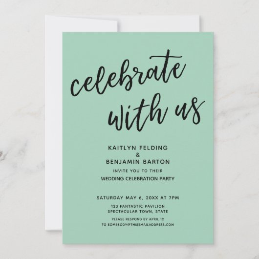 Invitation Fêtez avec nous la fête de mariage vert clair mode (Devant)