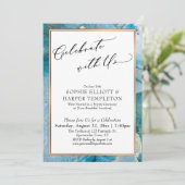 Invitation Fêtez avec nous la réception Turquoise et Gold Enk (Debout devant)