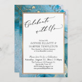 Invitation Fêtez avec nous la réception Turquoise et Gold Enk (Devant / Derrière)