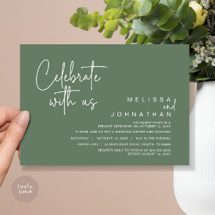 Invitation Fêtez avec nous, Mariage Elopement Dinner Party