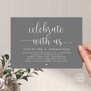 Invitation Fêtez avec nous, Mariage Elopement Dinner Party