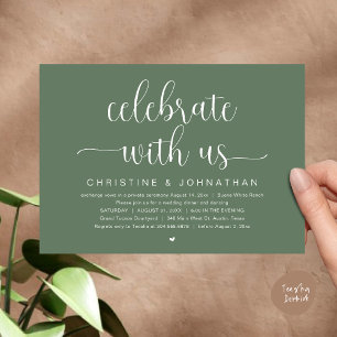 Invitation Fêtez avec nous, Mariage Elopement Dinner Party