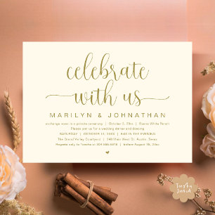 Invitation Fêtez avec nous, Mariage Elopement Dinner Party