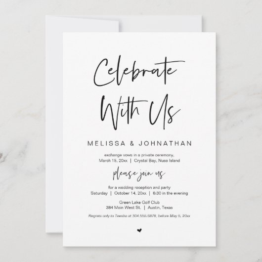 Invitation Fêtez avec nous, Mariage Elopement Party (Devant)