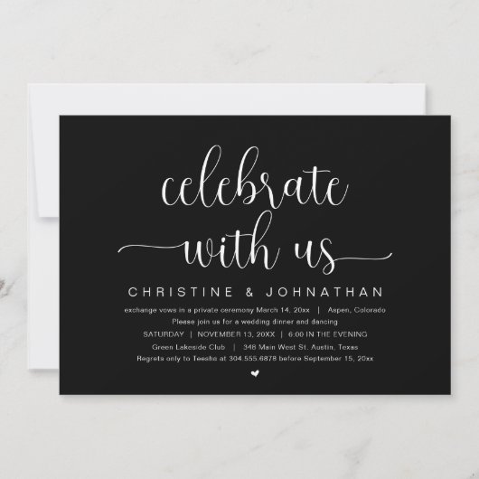 Invitation Fêtez avec nous, Mariage Elopement Party (Devant)