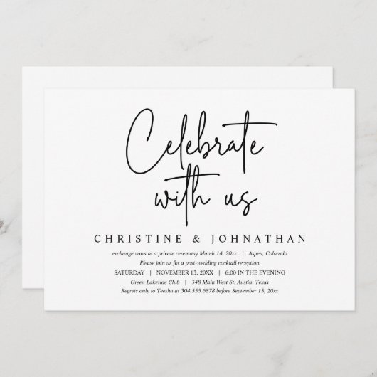 Invitation Fêtez avec nous, Mariage Elopement Party (Devant / Derrière)