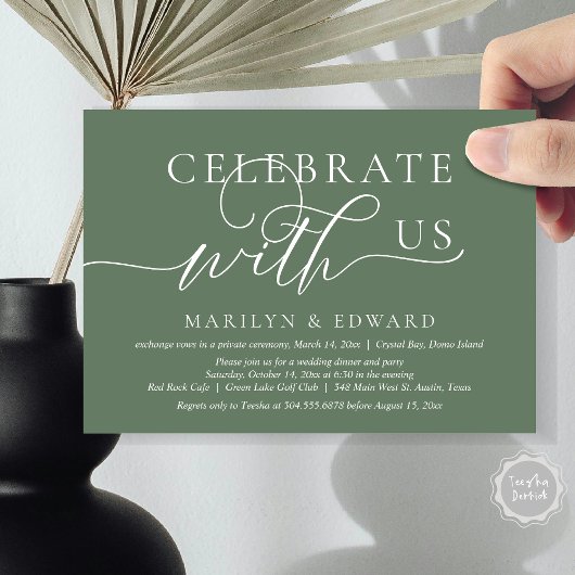 Invitation Fêtez avec nous, Mariage Elopement Party