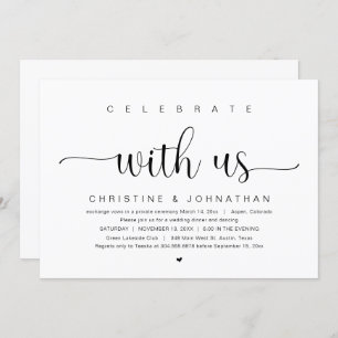 Invitation Fêtez avec nous, Mariage Elopement Party