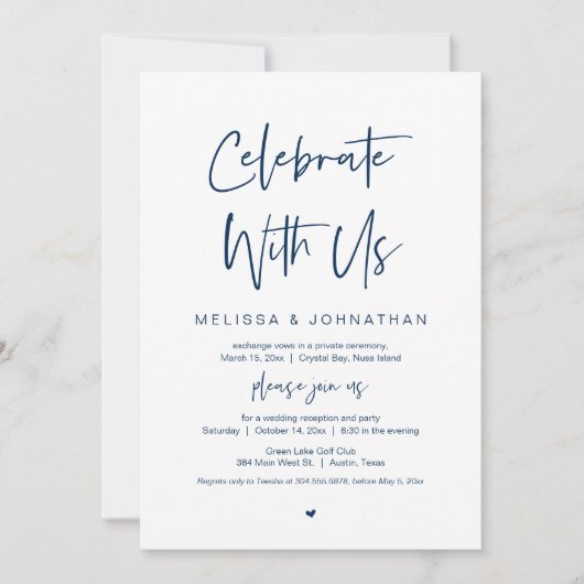 Invitation Fêtez avec nous, Mariage Elopement Party (Devant)