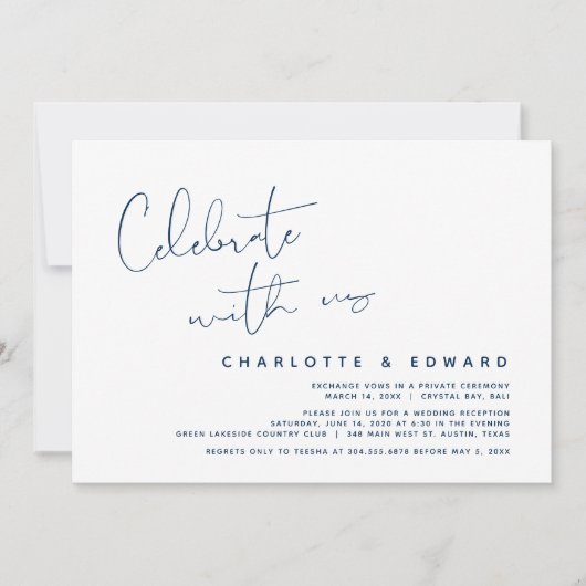 Invitation Fêtez avec nous, Mariage Elopement Party (Devant)